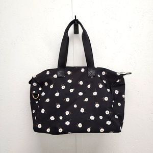 Alice + Olivia Daisy Black Floral Print Weekender Duffel Bag Overnight Handbag